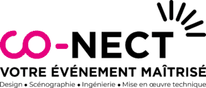 Logo Co-Nect avec slogan Votre événement maîtrisé en France.
