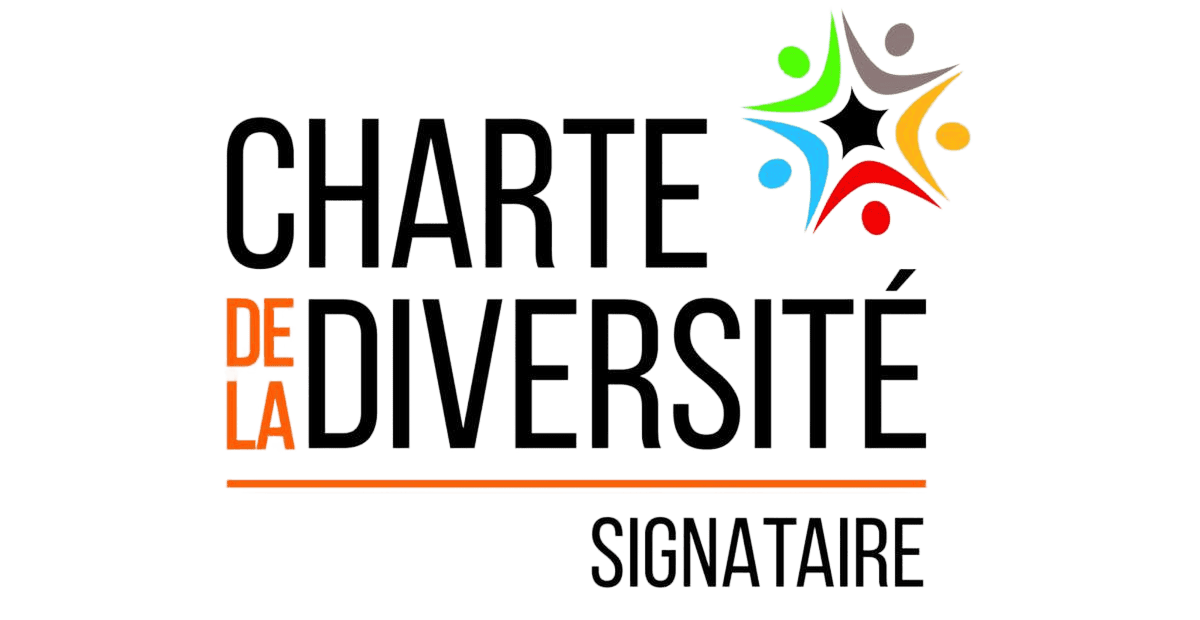 Charte de la Diversité logo with colorful human figures and text.