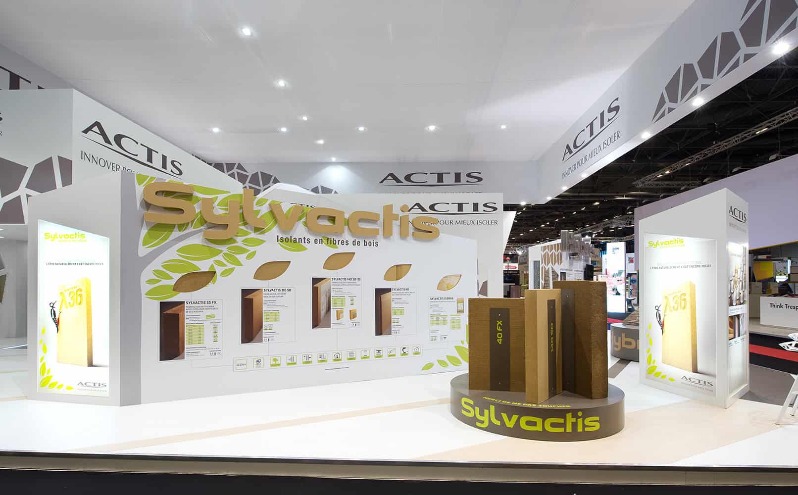 Actis Co-Nect booth showcasing Sylvactis insulation solutions at trade fair.