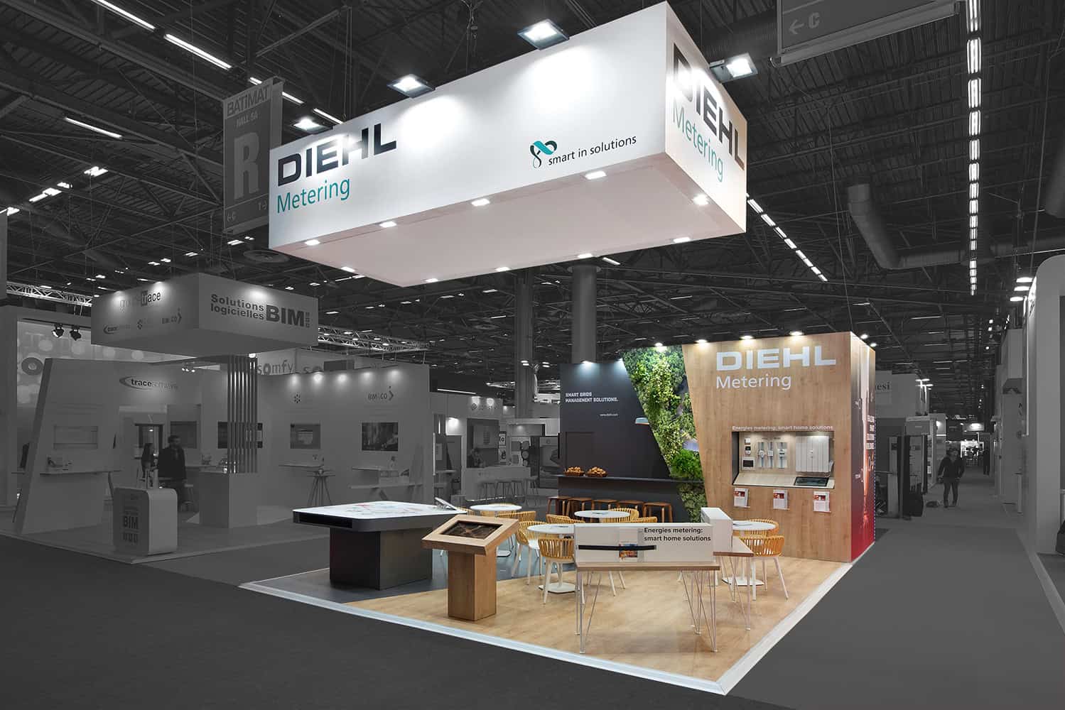 Diehl Metering booth at trade show showcasing smart metering solutions.