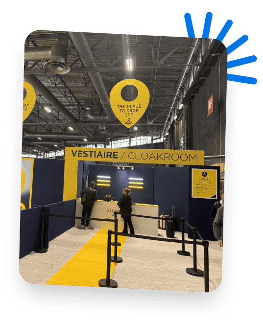 Exhibition booth, including design, furnishings, and logistics for trade shows or exhibitions.
