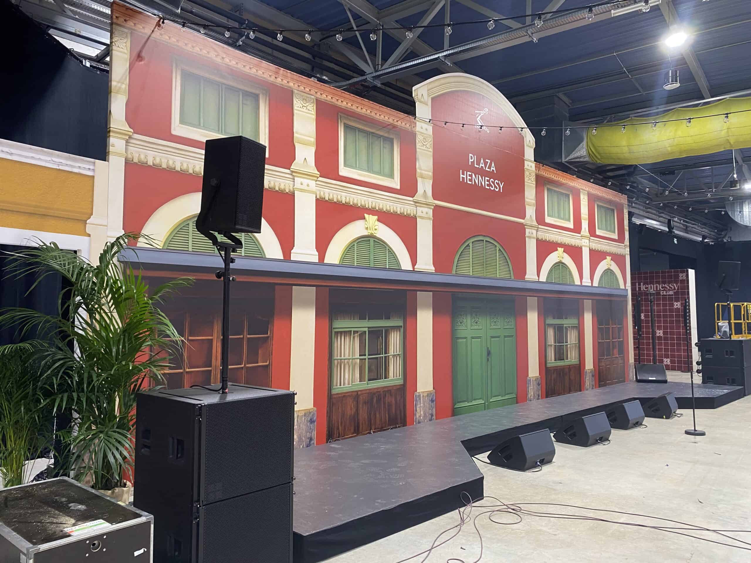 Stage setup with Hennessy branding at the Hennessy Convention event.