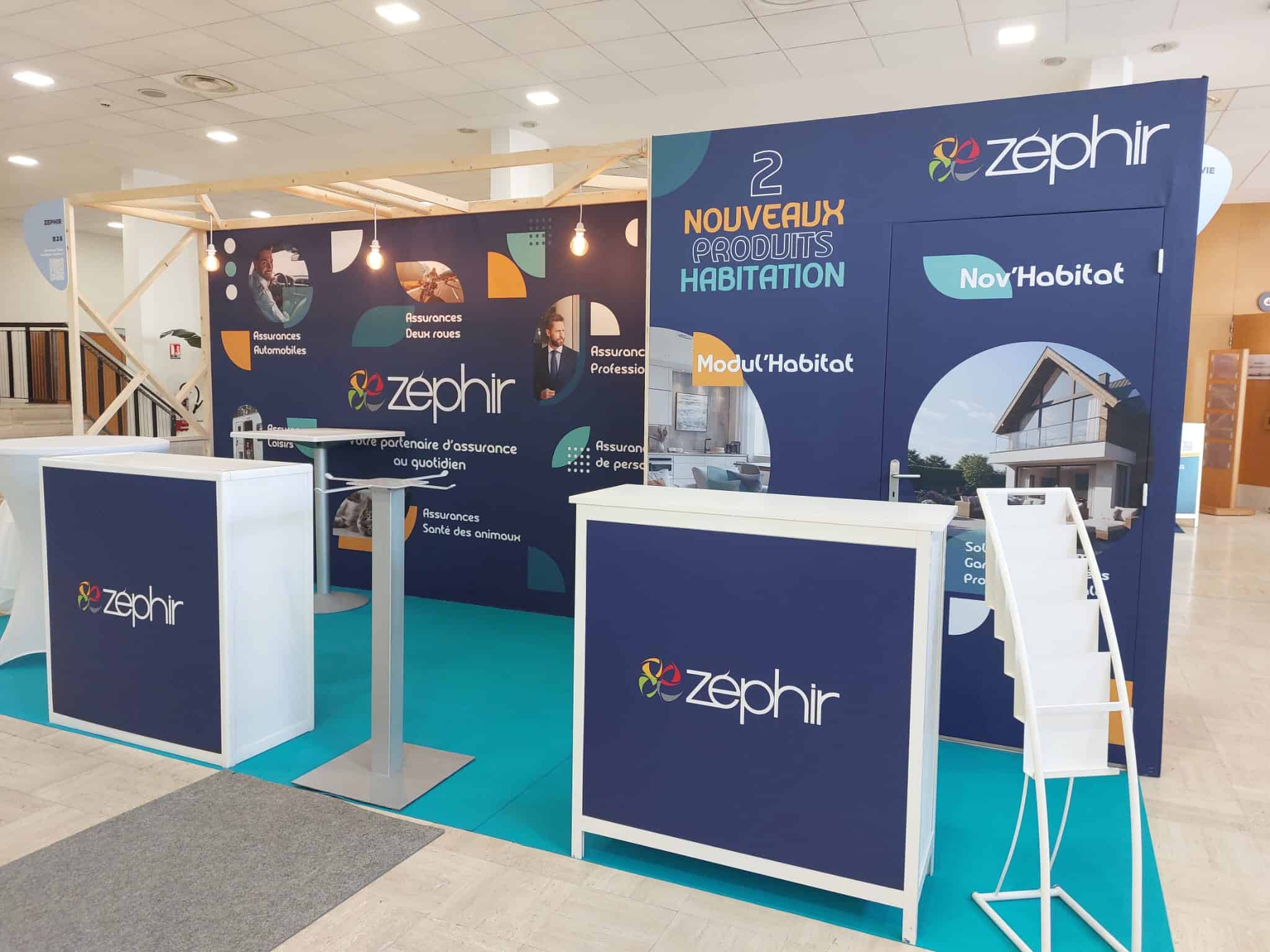 Zephir booth at Brokerage Meeting showcasing new housing products and services.