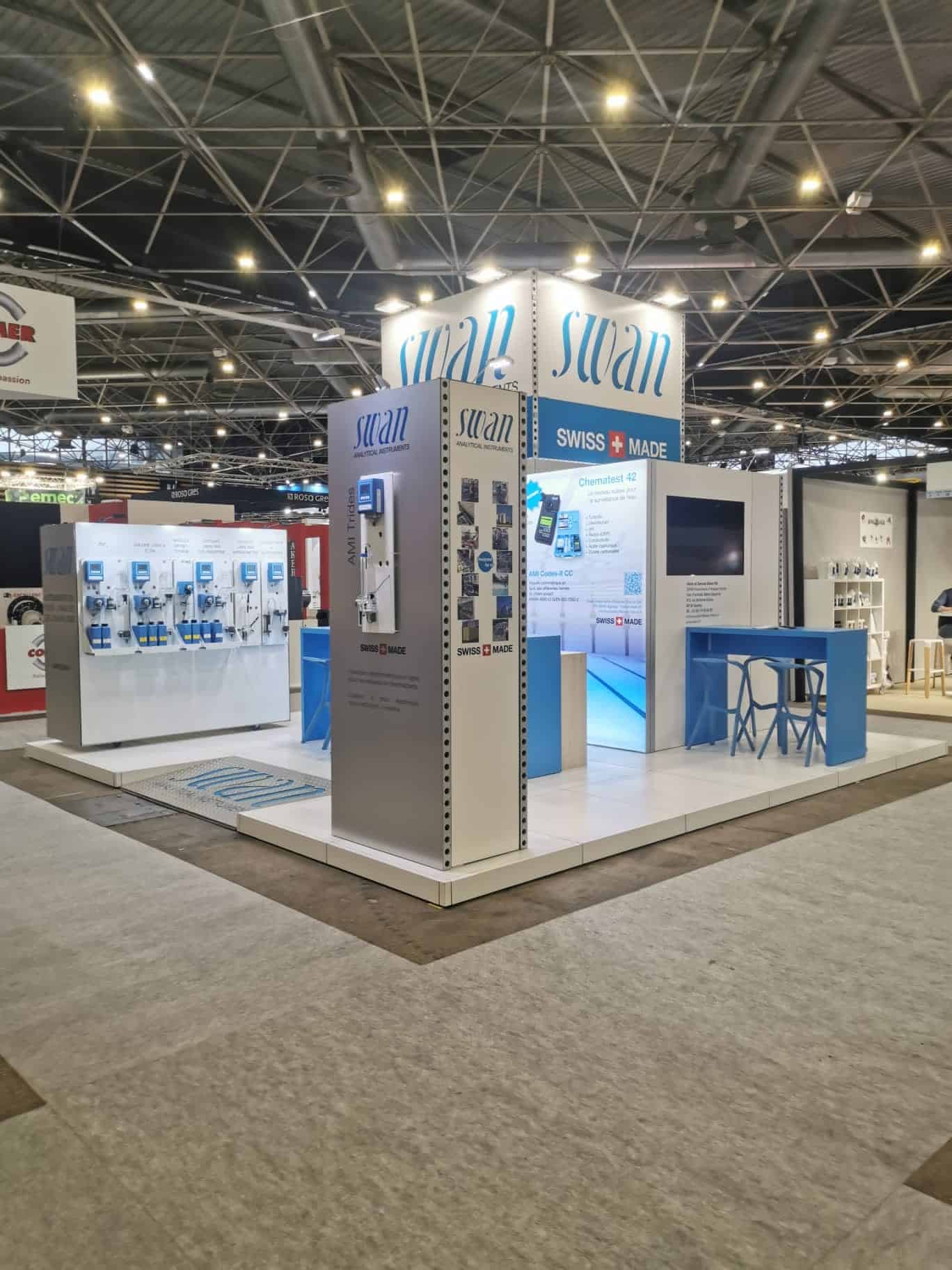 Stand Swan pour événementiel, salon, expo, agencement d'espace et mobilier.